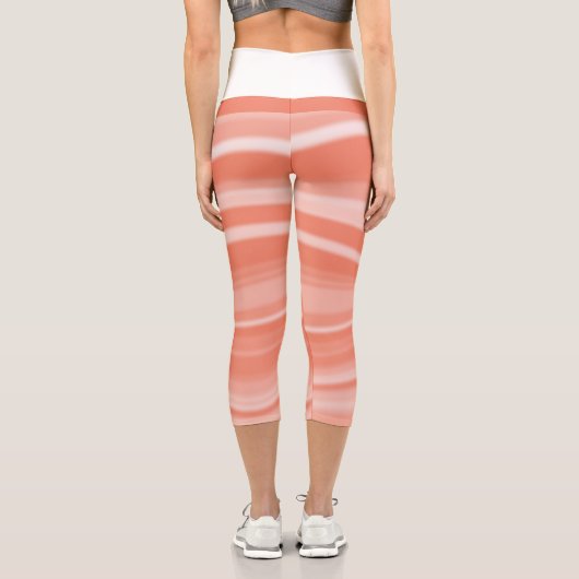 味覚の白いモノクロぼやけストライプ カプリレギンス (裏面)