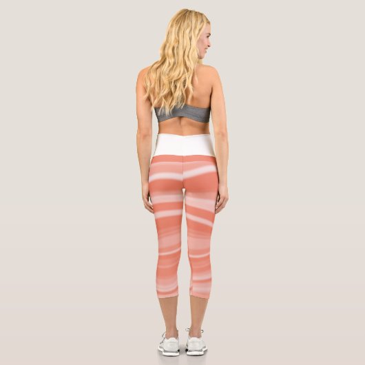 味覚の白いモノクロぼやけストライプ カプリレギンス (裏面)