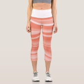 味覚の白いモノクロぼやけストライプ カプリレギンス (正面)