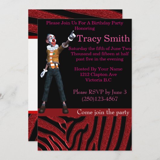 味覚パーティーピエロ誕生日招待状 招待状 (正面/裏面)