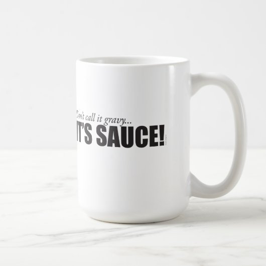 呼ばないで下さいそれをグレービーと… それはソースです! 15のozのマグ マグカップ (右)