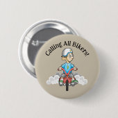 呼び出しすべてのバイクもしくは自転車に乗る人誕生日 缶バッジ (正面&裏面)