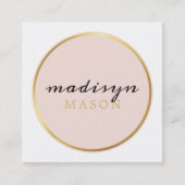 呼び出しカード円シック縁ど赤面ピンク金ゴールド スクエア名刺 (正面)