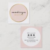 呼び出しカード円シック縁ど赤面ピンク金ゴールド スクエア名刺 (正面/裏面)
