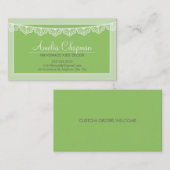 呼び出しカード可愛いクリエイティブレースのバンティンググリーン 名刺 (正面/裏面)