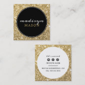 呼び出しカード縁どサークシック黒金ゴールドグリッター スクエア名刺 (正面/裏面)