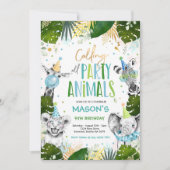 呼び出しパーティー動物誕生日サファリ誕生日 招待状 (正面)