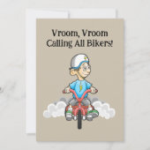 呼び出し全バイクもしくは自転車に乗る人誕生日招待状 招待状 (正面)