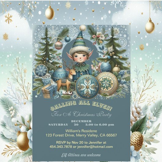 呼び出し全小妖精や小人雪片Hailクリスマスパーティー 招待状