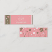 呼ぶ/名刺細い小型モダンな花柄 スキニー名刺 (正面/裏面)