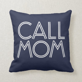 呼出しお母さん|海軍及び白く装飾的な装飾用クッション クッション