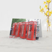 "呼出しを用いるロンドンの公衆電話ボックスの挨拶状私" カード (黄色い花)