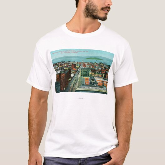 呼出し建物からの都市の空中写真 Tシャツ (正面)