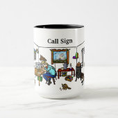 呼出符号が付いている以外格子アマチュア無線オペレータマグ マグカップ (中央)