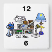 呼出符号が付いている熱狂するな無線の装備の柱時計 スクエア壁時計 (正面)