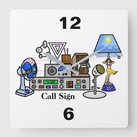呼出符号が付いている熱狂するな無線の装備の柱時計 スクエア壁時計 (正面)