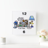 呼出符号が付いている熱狂するな無線の装備の柱時計 スクエア壁時計 (ホーム)