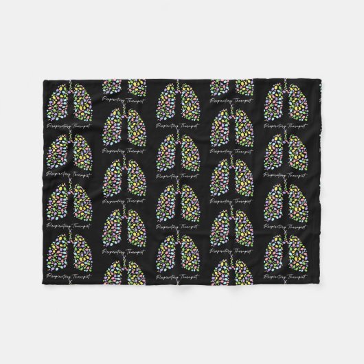 呼吸おもしろいセラピストセラピー肺幸福 フリースブランケット (正面(横))