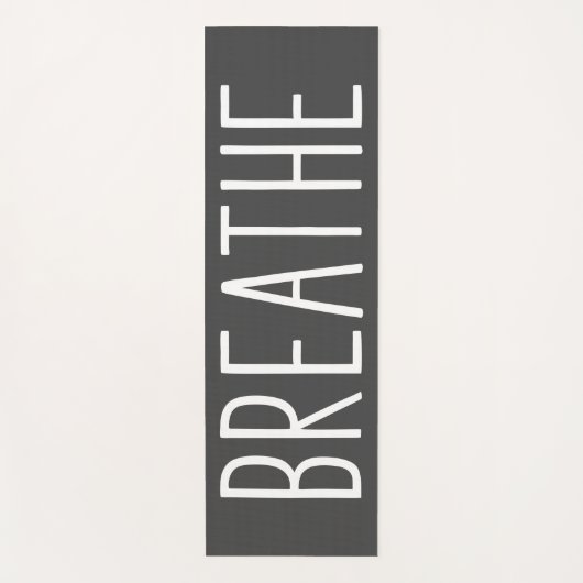 呼吸する |シンプル引用文ボホやる気を起こさせるブラック ヨガマット (正面)