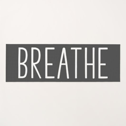 呼吸する |シンプル引用文ボホやる気を起こさせるブラック ヨガマット (正面(横))