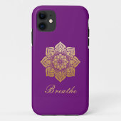 呼吸エレガント深い紫と金ゴールド曼荼羅 Case-Mate iPhoneケース (裏面)