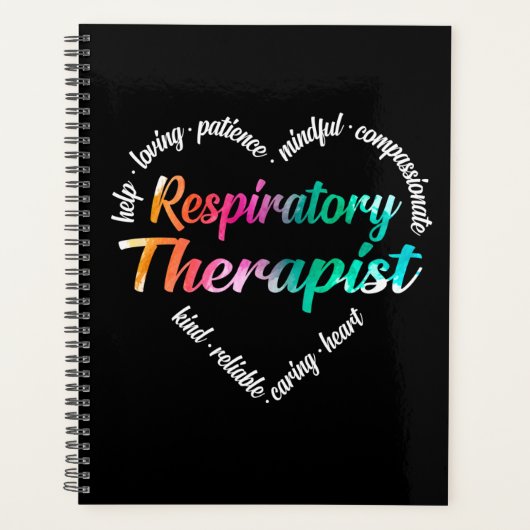 呼吸セラピストハートワードクラウドウォーター色 プランナー手帳 (正面)