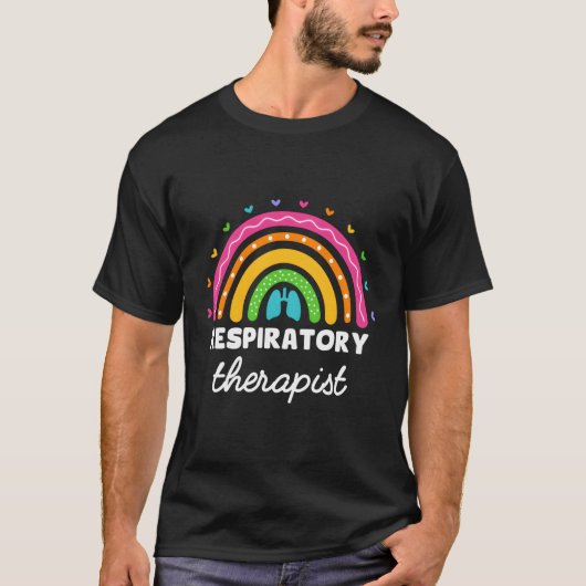 呼吸セラピストレインボー肺Rt呼吸器 Tシャツ (正面)