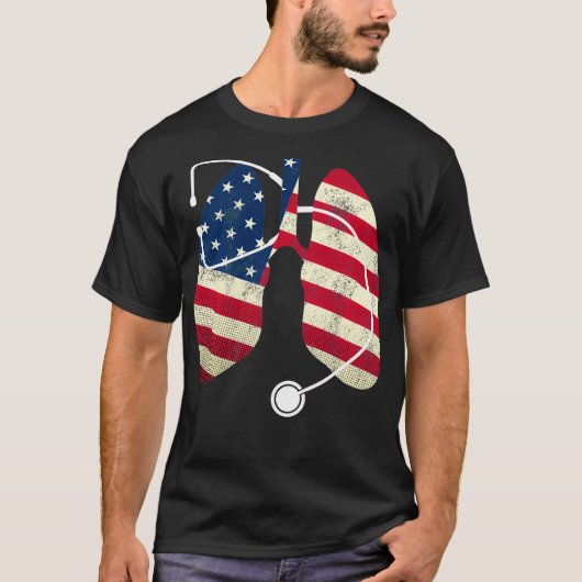 呼吸セラピスト愛国的アメリカ合衆国国旗 Tシャツ (正面)