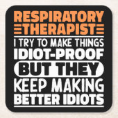 呼吸セラピスト私は物事を作ろうとするおもしろい スクエアペーパーコースター (正面)