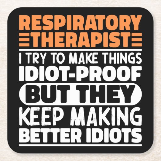 呼吸セラピスト私は物事を作ろうとするおもしろい スクエアペーパーコースター (正面)