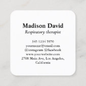 呼吸セラピスト肺ミニマル肺 スクエア名刺 (裏面)