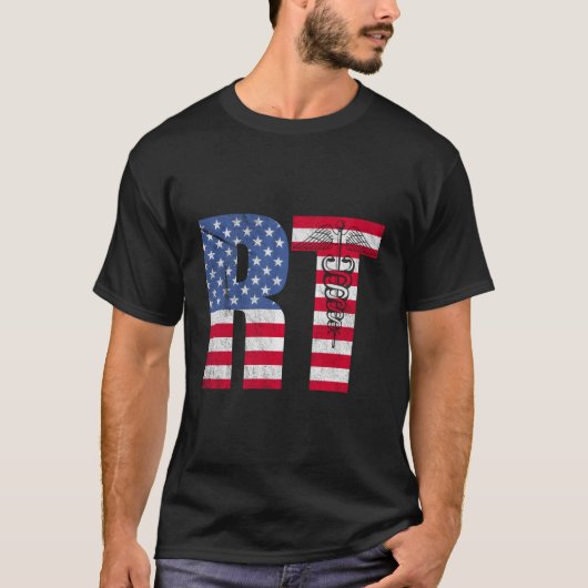 呼吸セラピー米国国旗Rt呼吸T Tシャツ (正面)