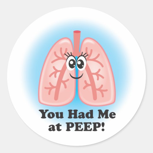 呼吸セラピー「PEEPで私を食べた」ステッカー ラウンドシール (正面)