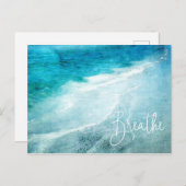 呼吸ビーチ引用文ティール（緑がかった色）ブルー海引用文 ポストカード (正面/裏面)