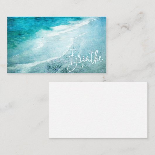 呼吸ビーチ引用文ティール(緑がかった色)ブルー海引用文 名刺 (正面/裏面)