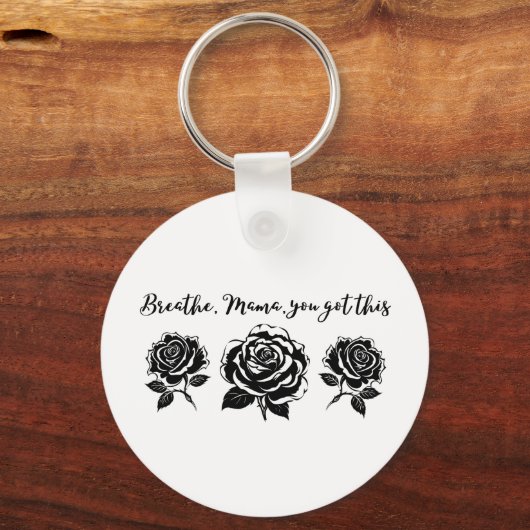 呼吸ママやる気を起こさせる引用文アート キーホルダー (正面)