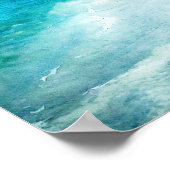 呼吸ヨガ引用文レトロビーチティール(緑がかった色)ブルー海 ポスター (角)