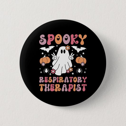 呼吸不気味セラピストハロウィーン呼吸器 缶バッジ (正面)