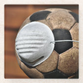 呼吸器サッカーの子牛の保護 ガラスコースター (正面)