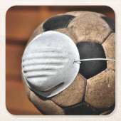 呼吸器サッカーの子牛の保護 スクエアペーパーコースター (正面)