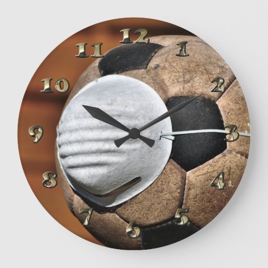 呼吸器サッカーの子牛の保護 ラージ壁時計 (正面)