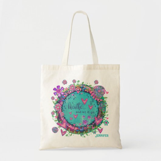 呼吸引用文フローラ名前をカスタムするおもしろい吸光度 トートバッグ (正面)