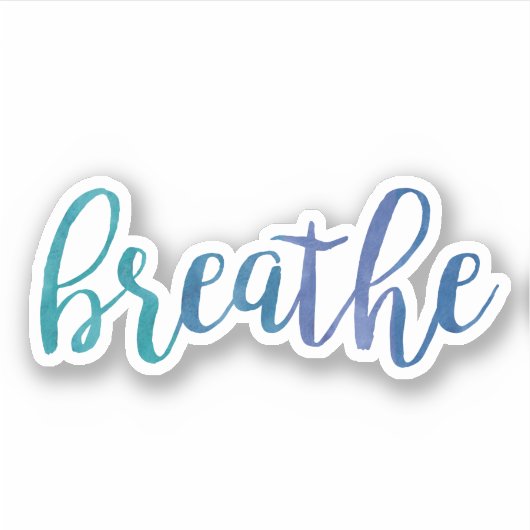 呼吸引用文ブルーウォーター感動的カラーヨガ シール (正面)