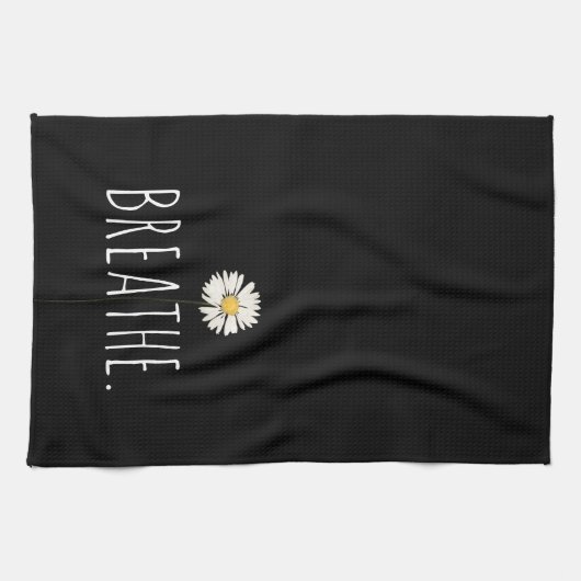 呼吸文字とデイジー キッチンタオル (横)