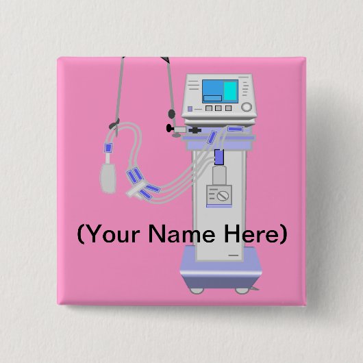 呼吸療法士の換気装置のデザイン 缶バッジ (正面)
