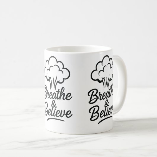 呼吸&マ信じグ感動的- やる気を起こさせる コーヒーマグカップ (正面右)