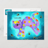 命が大好き! – ゴージャスなアクアハッピーキャット ポストカード (正面/裏面)