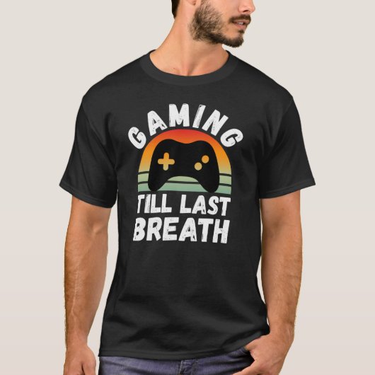 「命が尽きるまでゲーム三昧」レトロヴィンテージTシャツ Tシャツ (正面)