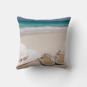 命だ！ビーチ、帽子、ビーチサンダル クッション (裏面)