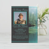 「命のお祝い」アウトドア男の葬儀 招待状 (スタンド正面)